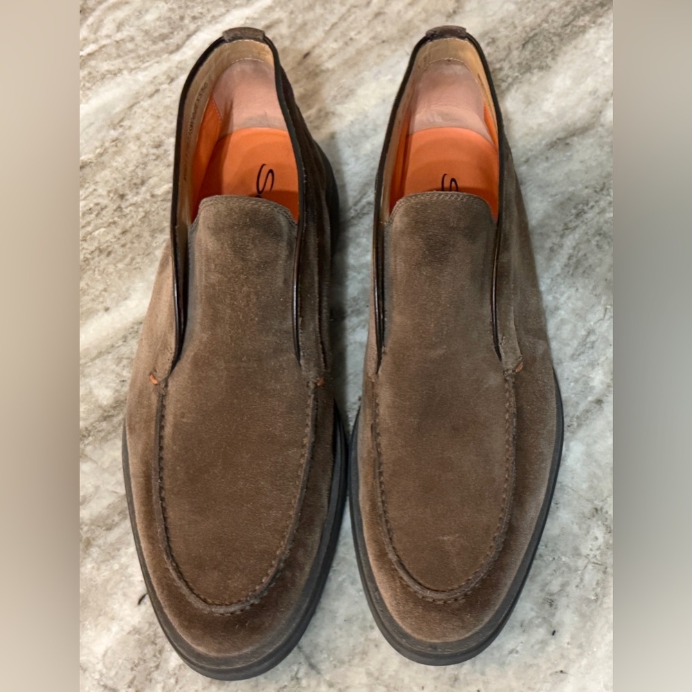 SANTONI Brown Suede Desert Summer Open Walk 11.5 Ankle Boot Slip On $900 LP